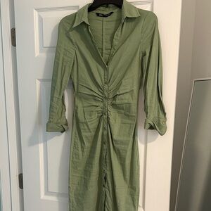 Zara Olive Long Sleeve Dress